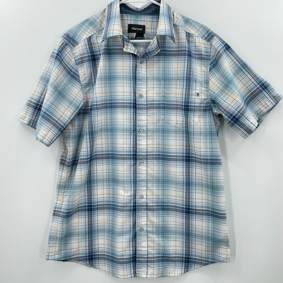 Marmot Men's Short Sleeve Button Up Shirt, Plaid, Sz. M Outdoor Workwear Hiking - Picture 2 of 11